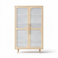 Glasvitrine aus hellem Holz mit vier Regalböden und abmessungen 80 x 40 x 180 cm