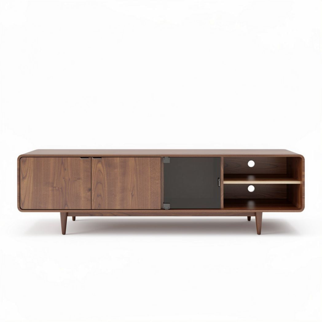 Fernsehschrank aus Nussbaumholz mit zwei Fächern und einer Tür 150 x 40 x 50cm
