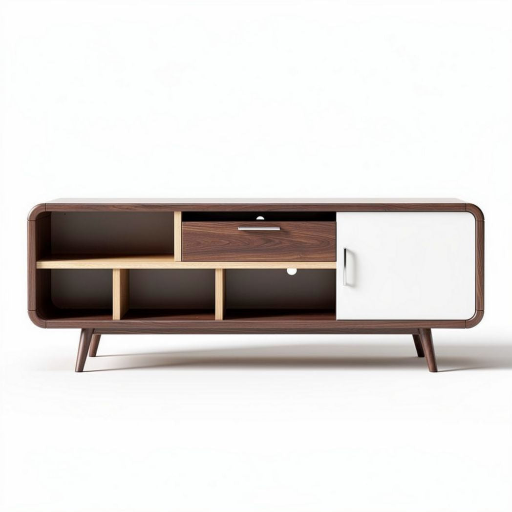 TV-unterschrank aus holz mit schublade und offener ablage 120 x 40 x 45cm