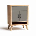 Nachtkommode aus holz in beige und grau mit zwei schubladen 60 x 40 x 80cm