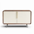 Sideboard aus holz mit schubladen und türen 120 x 40 x 75cm beige und braun